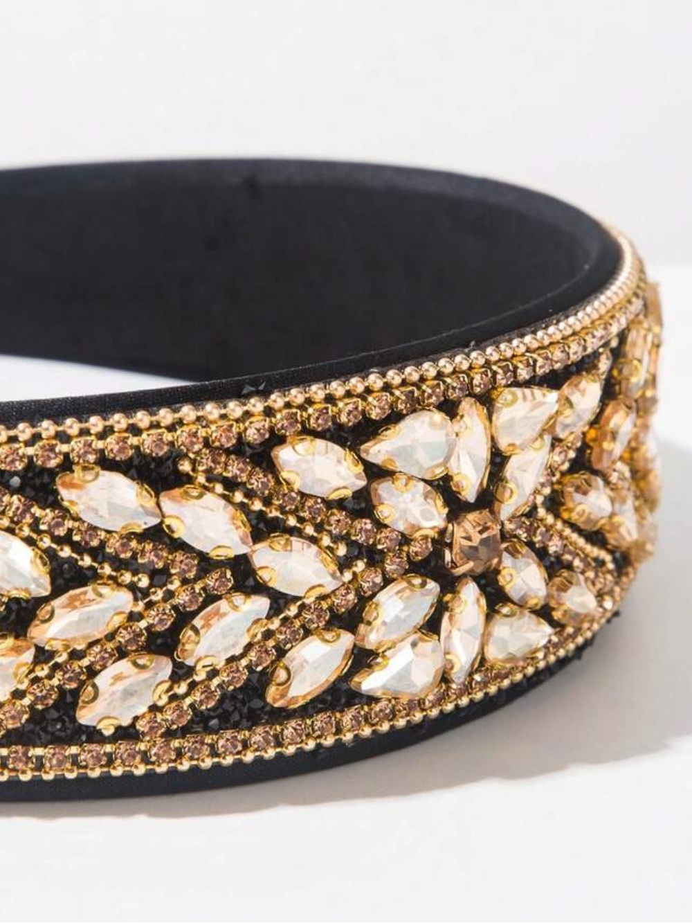 Embellished black‎ and gold Crystal Headband - Picture 2 of 10